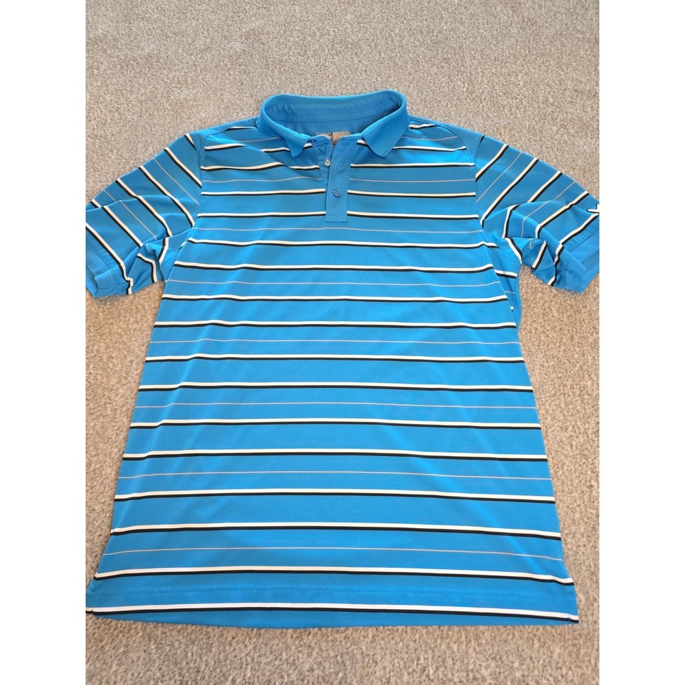Callaway Opti Dri Golf Polo Shirt Mens Large Blue Striped Short Sleeve Golf L
